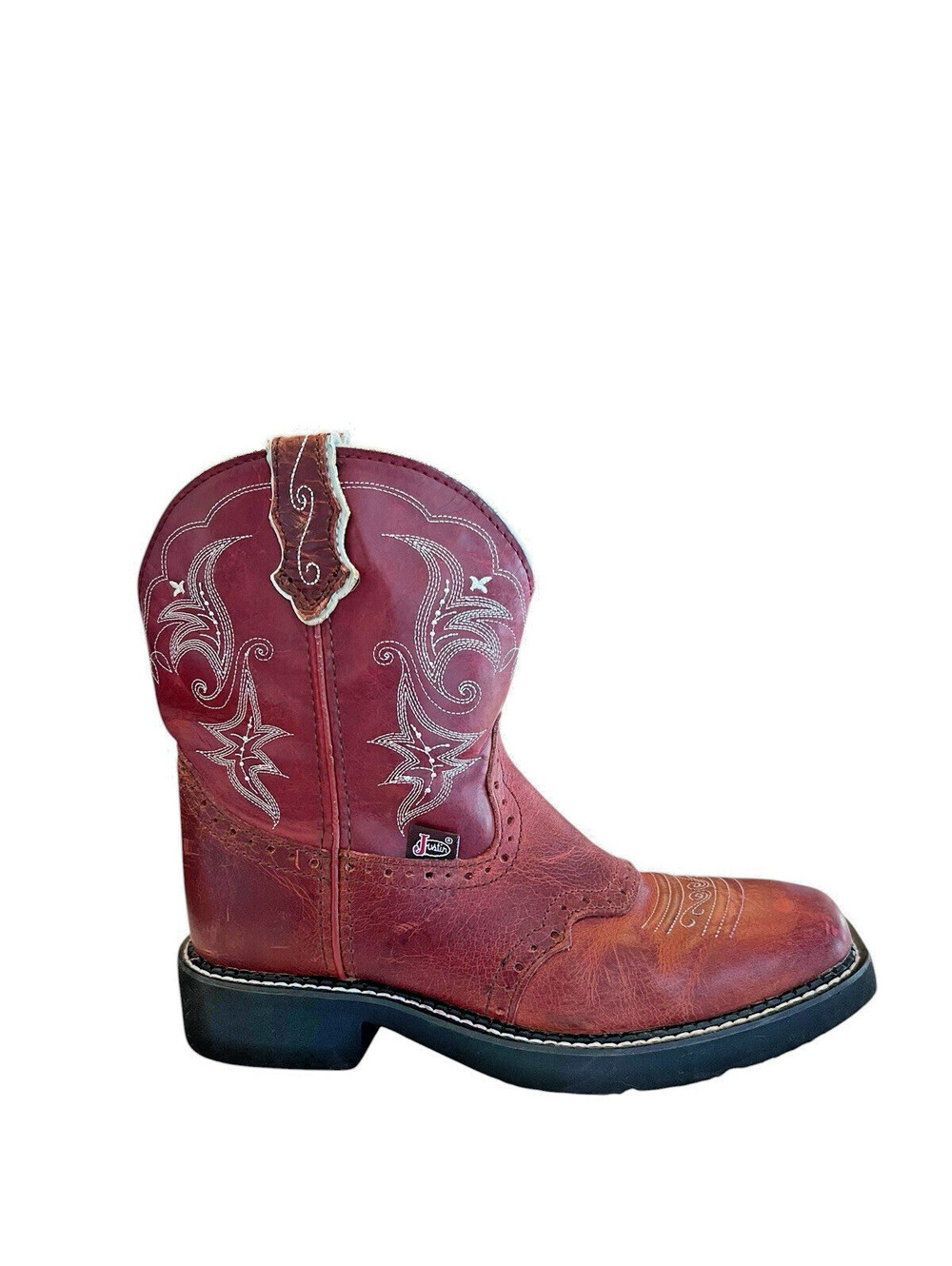 Justin Boots Western womens Sz 8.5 Square Toe Reddish Brown Ankle Gypsy 3138.11